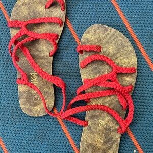 Red Braided Sandals